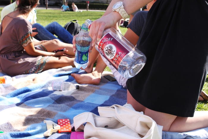 Courtesy by The Ram One student poured vodka into a water bottle Tuesday afternoon on Edward’s Parade.
