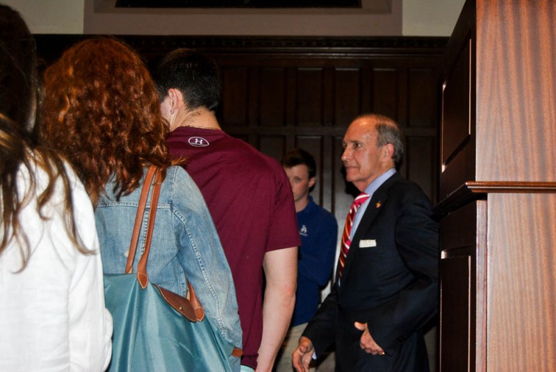 Kudlow posed for photos with students following the event. (Photo by Joe Vitale/The Ram)