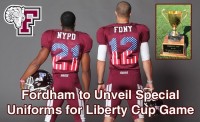 Fordham football will unveil special uniforms for their annual Liberty Cup game against Columbia on Saturday, Sept. 21. (Photo courtesy of Fordham Athletics)