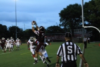 Brian Wentzel makes a catch in the end zone during the game. The Rams won 53-23 against St. Francis (PA) Samuel Joseph/The Fordham Ram