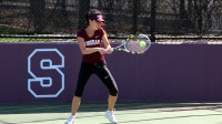 Junior Estelle Wong advanced the quarterfinals of her singles flight at the West Point Invitational. (Courtesy of Fordham Athletics). 